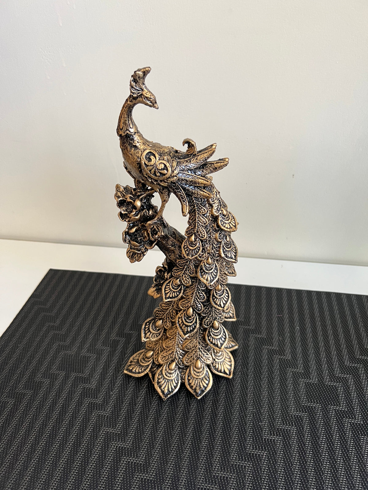 Peacock Sculpture Antique Black 03