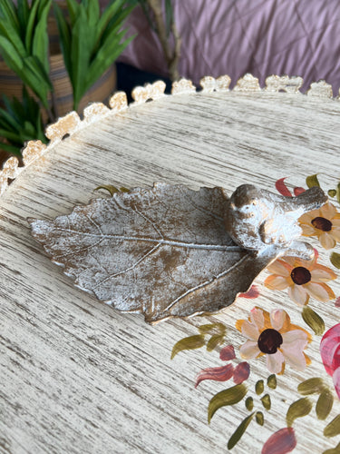 Trinket Tray Sparrow White Antique