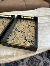 Black Leather Tray set with Gold design 013