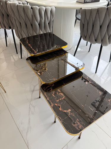 Square Black Glory nesting table set of 3