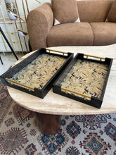 Black Leather Tray set with Gold design 013