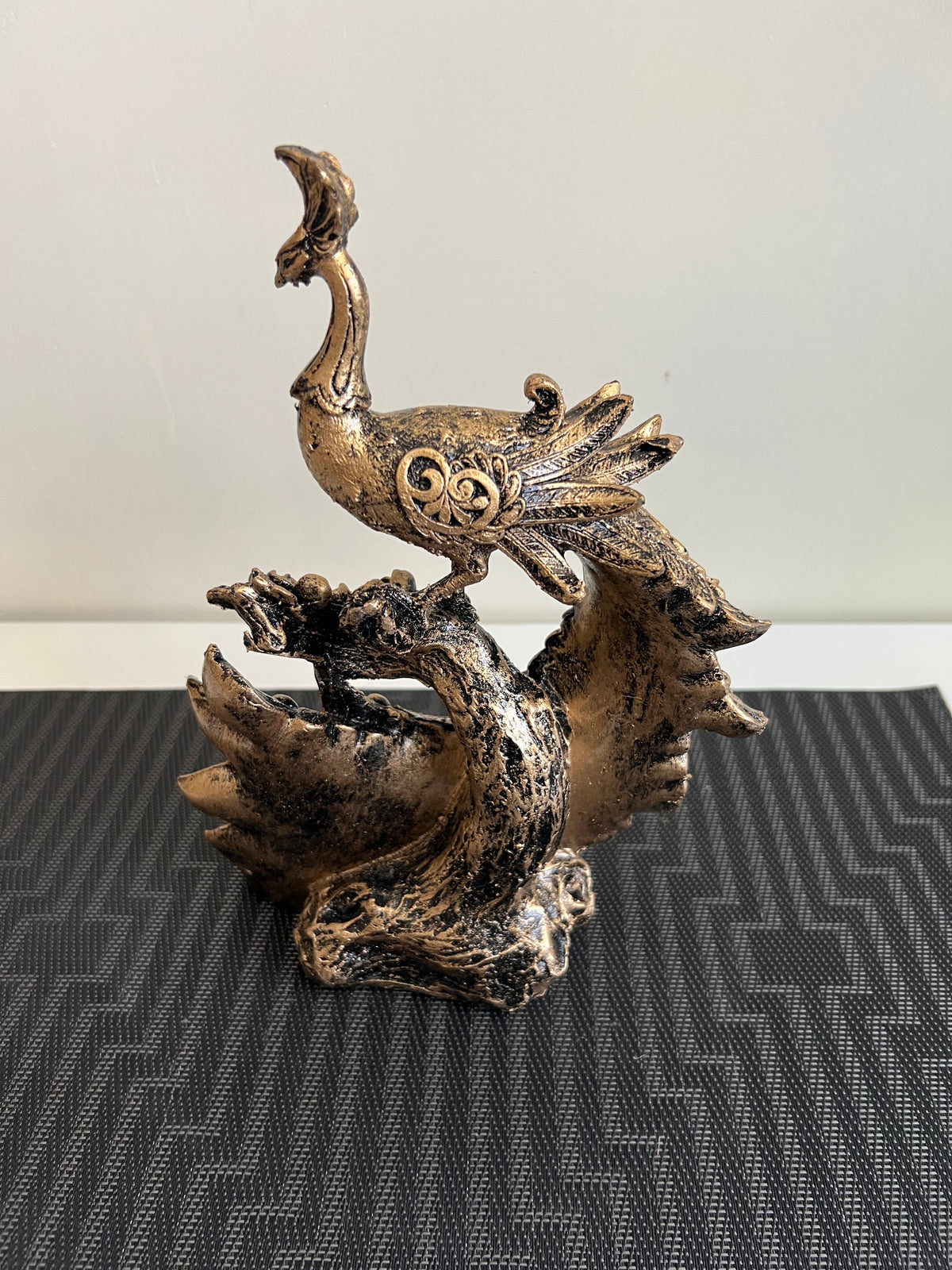 Peacock Sculpture Black Antique 02