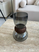 Black Glass Vase with Wooden collar