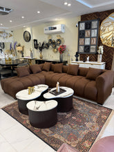 L shape Dark Brown beary Sofa 6 seater