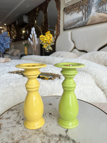 Ceramic Yellow candle stand