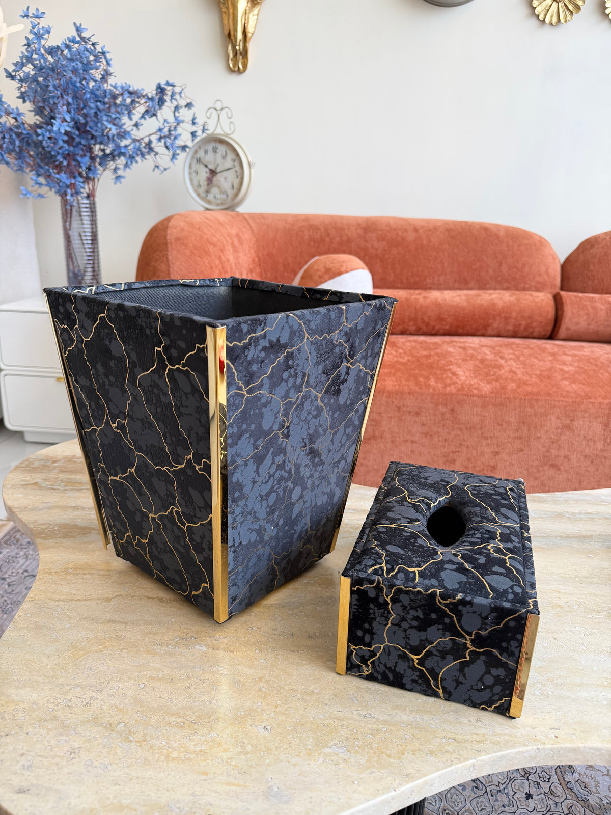 Luxury tissue box and dustbin 002