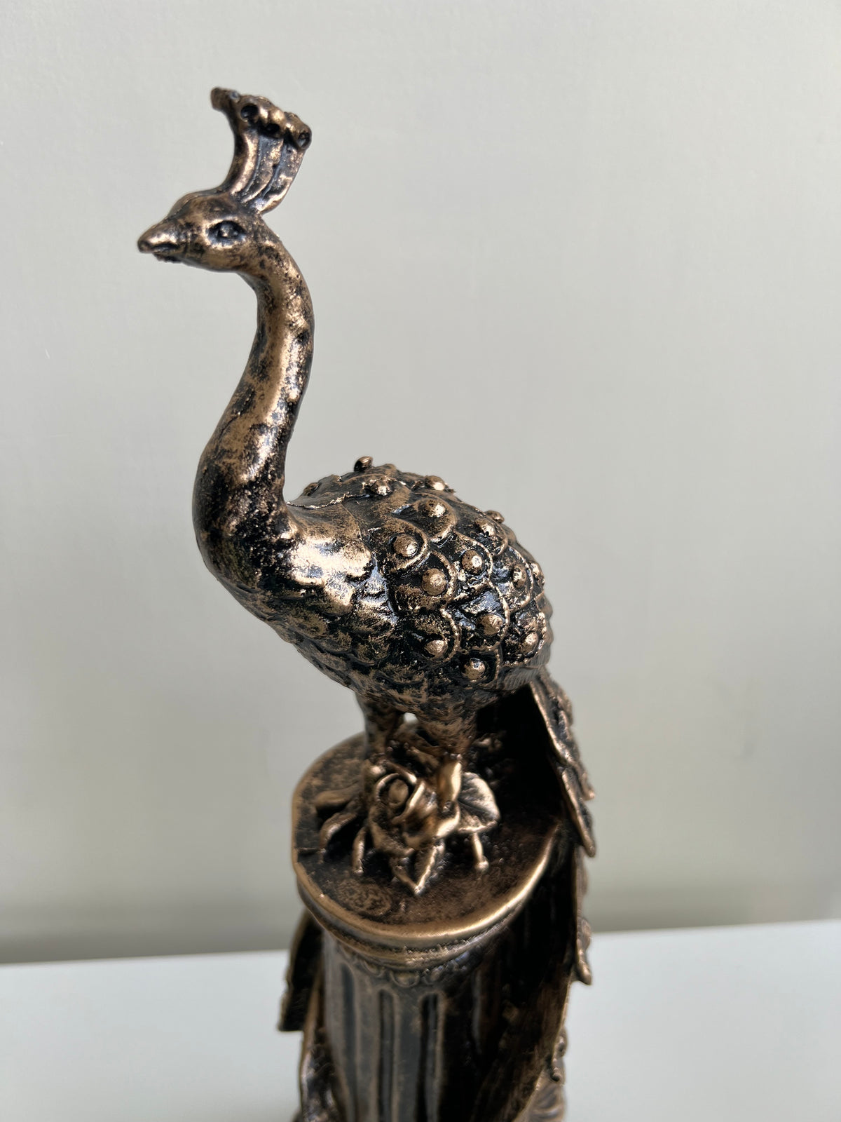 Peacock Sculpture Black Antique