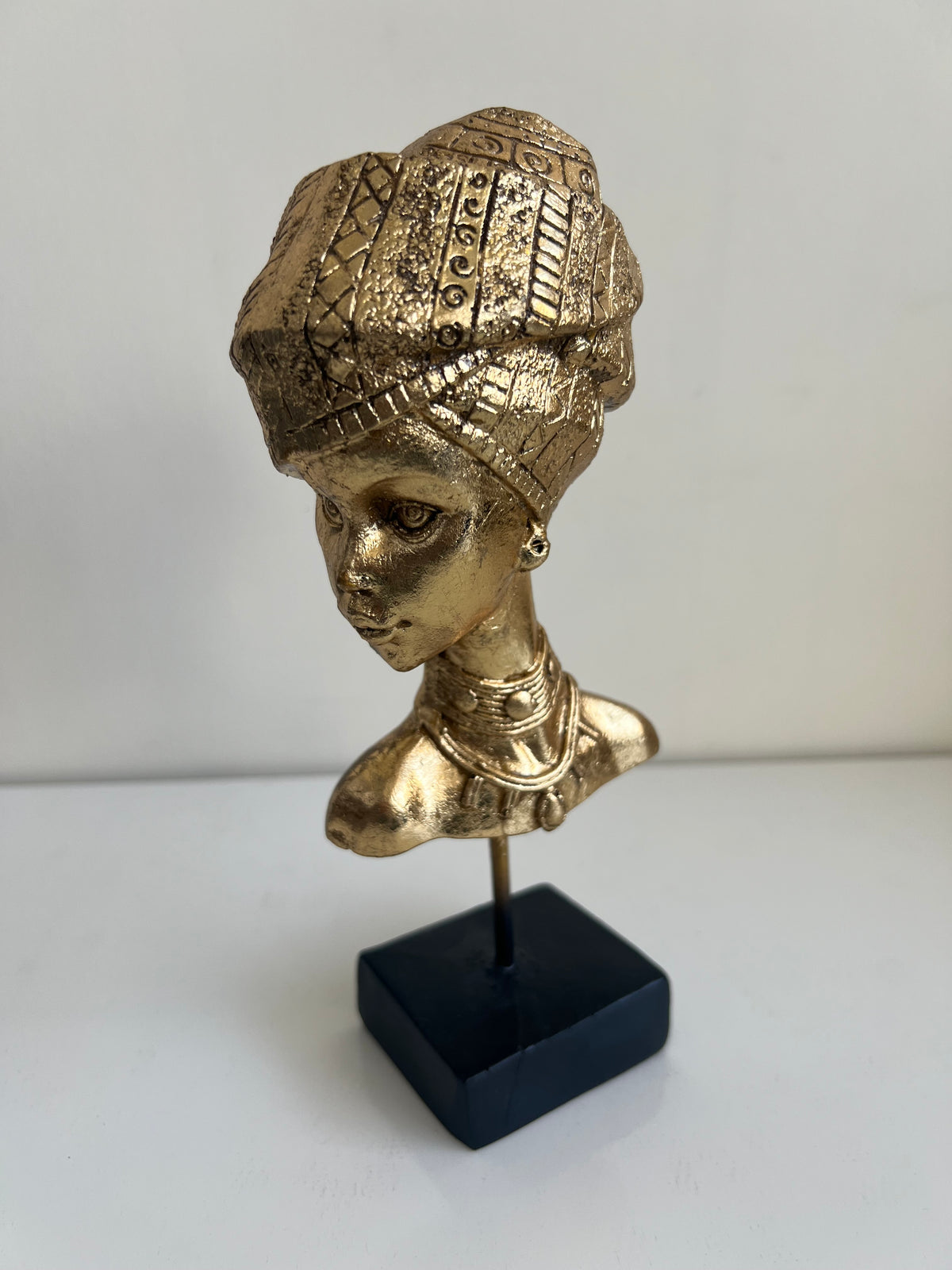 African Lady Face Sculpture Gold