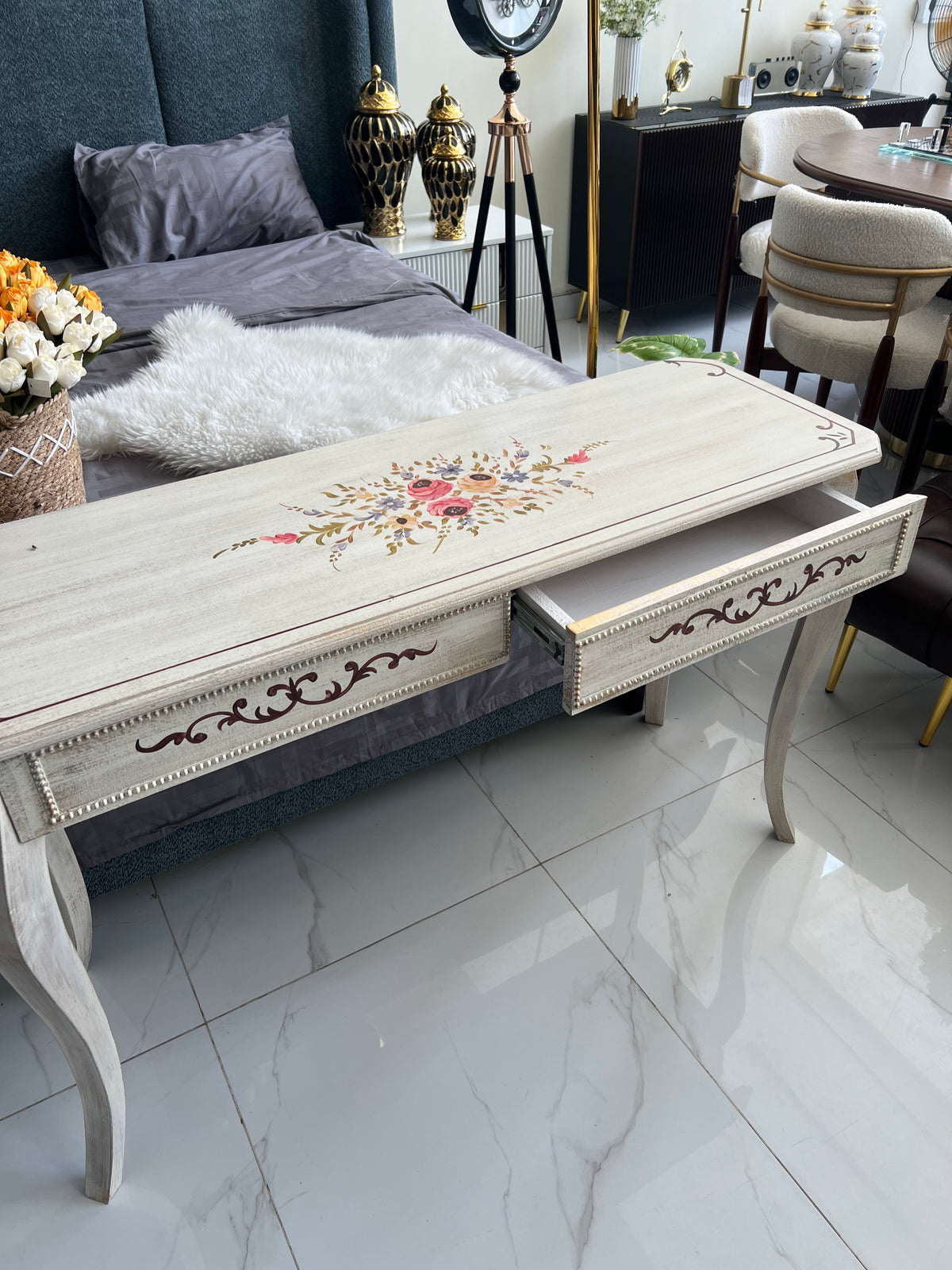 Floral Hand Painted Console