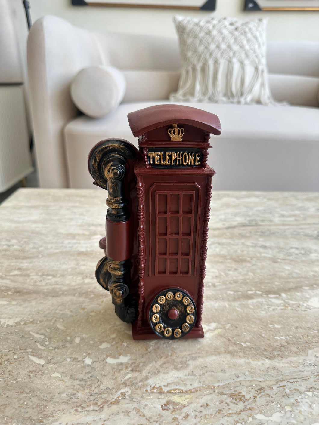 Ceramic Telephone booth Maroon