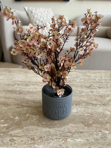 Beige Eucalyptus with Grey Planter