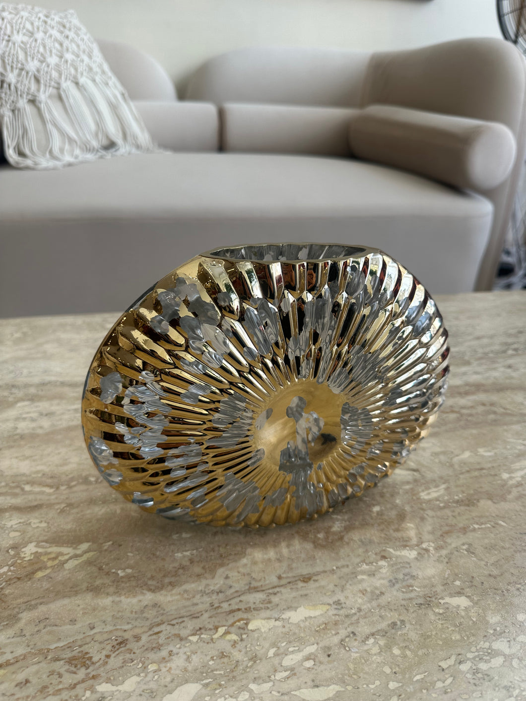 Crystal Gold & Silver Shell Vase