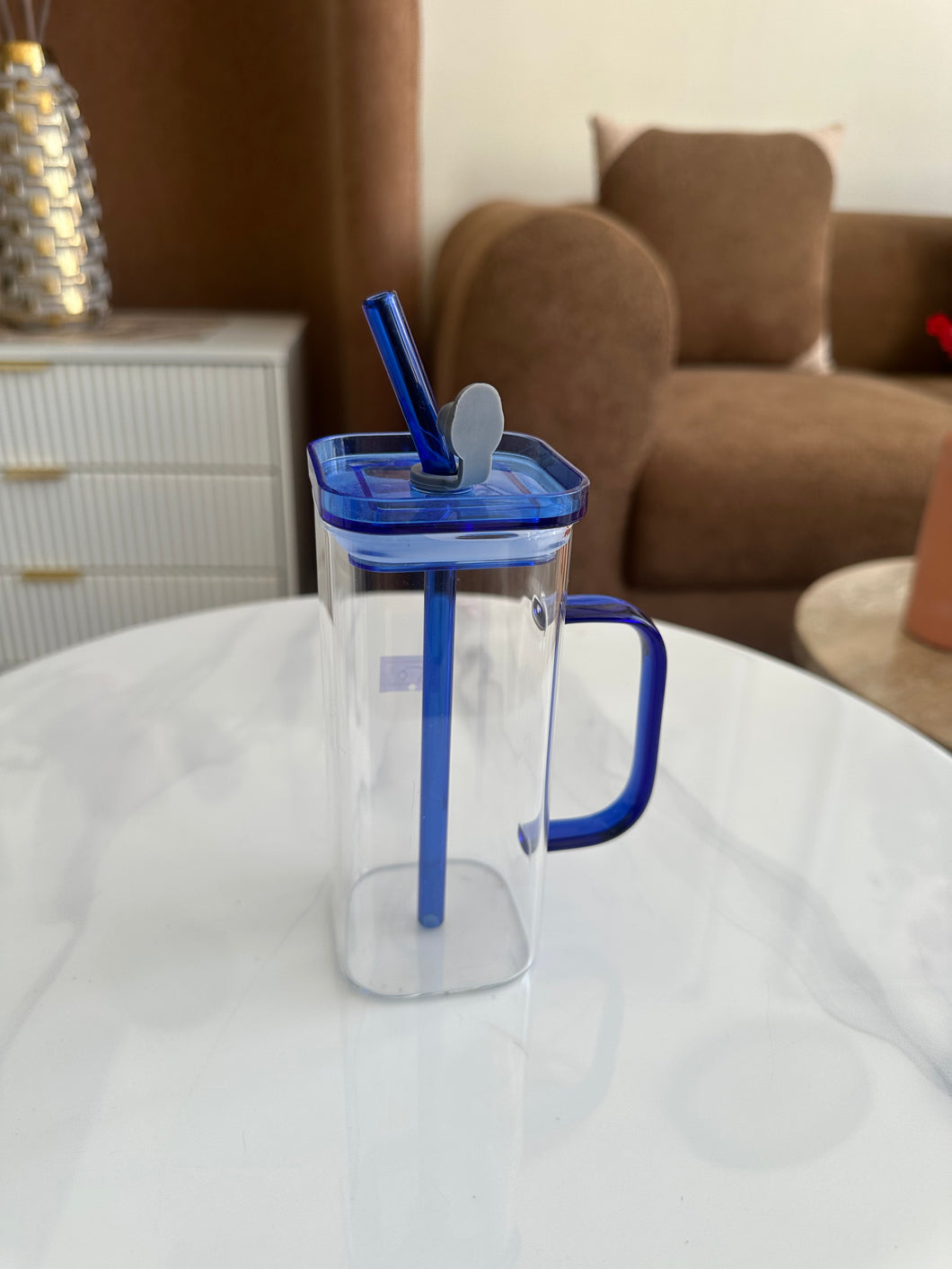 Square glass mug with glass lids