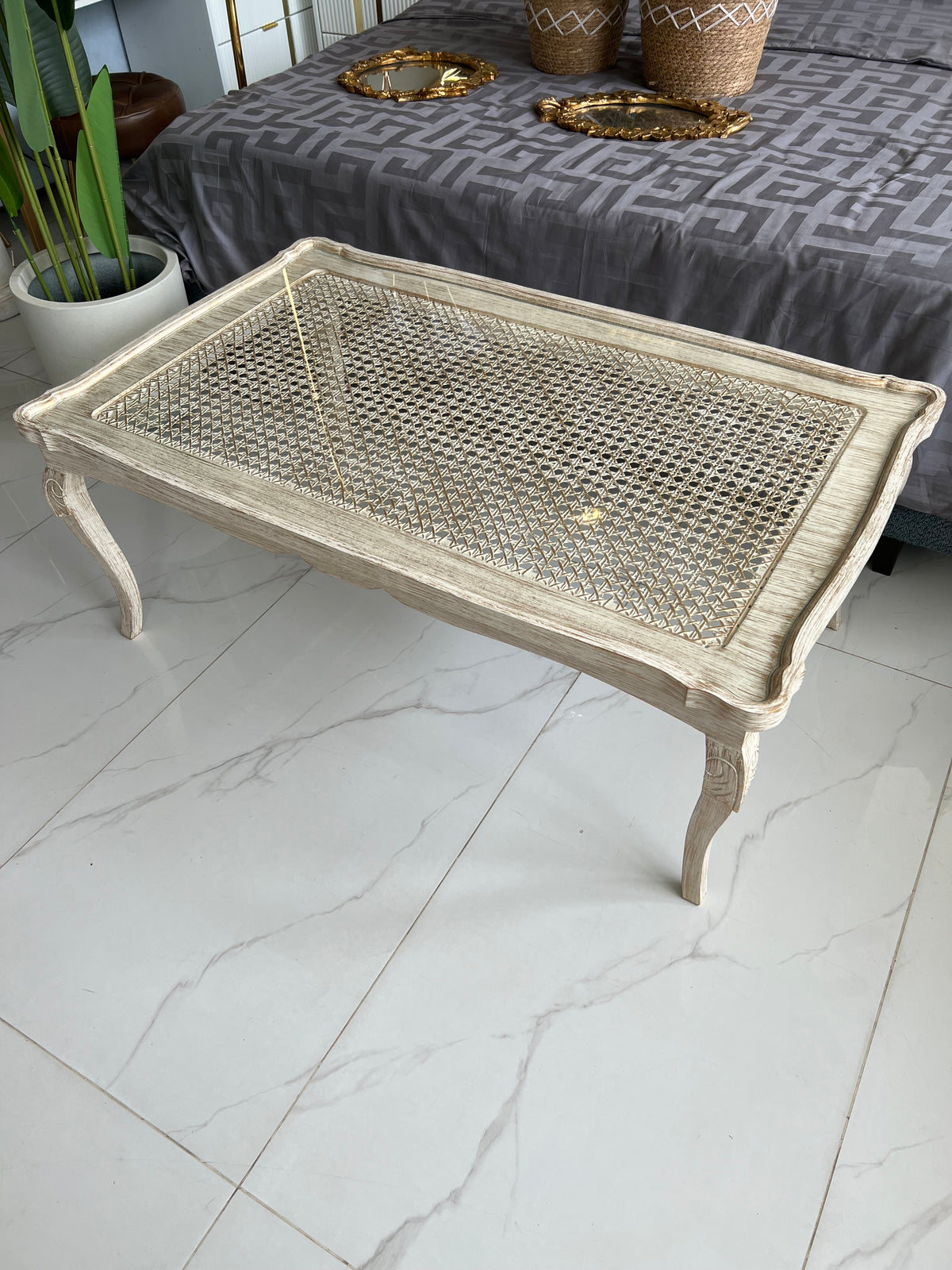 White cane Center Table (Rectangle)