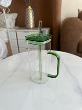 Square glass mug with glass lids