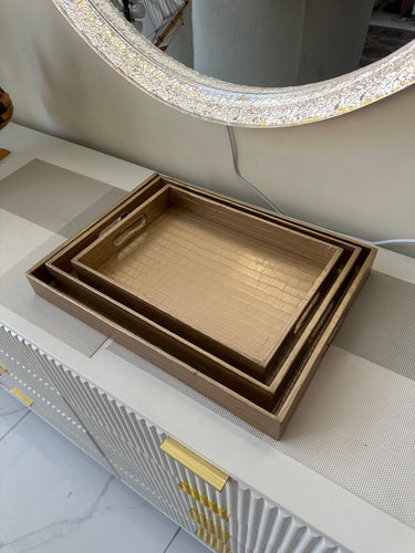 Leather Tray set Gold