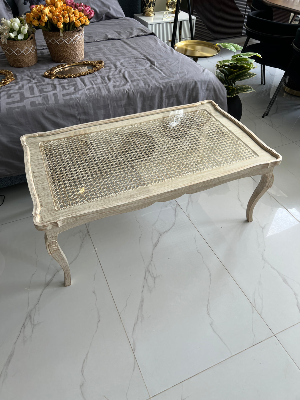 White cane Center Table (Rectangle)