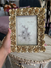 Resin Frame Flowers Gold 002