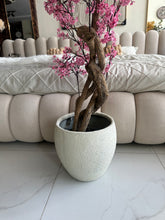 Faux Eucalyptus Pink flower Plant (medium) with Hugo planter White