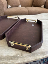 Leather Tray set with Gold handles 012