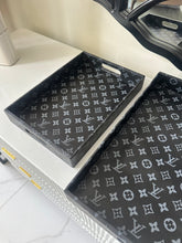 Leather Tray set Printed Black