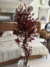 Faux Eucalyptus Red flower Plant with Imported Planter