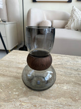 Black Glass Vase with Wooden collar