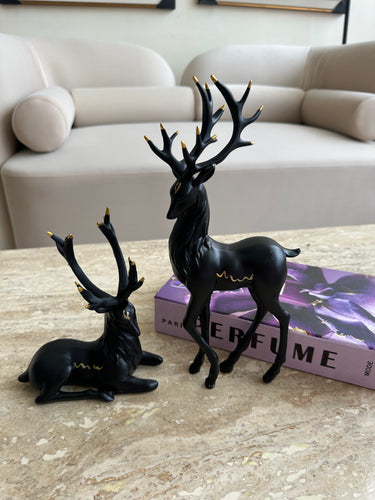 Regal Deer Sculpture set Black