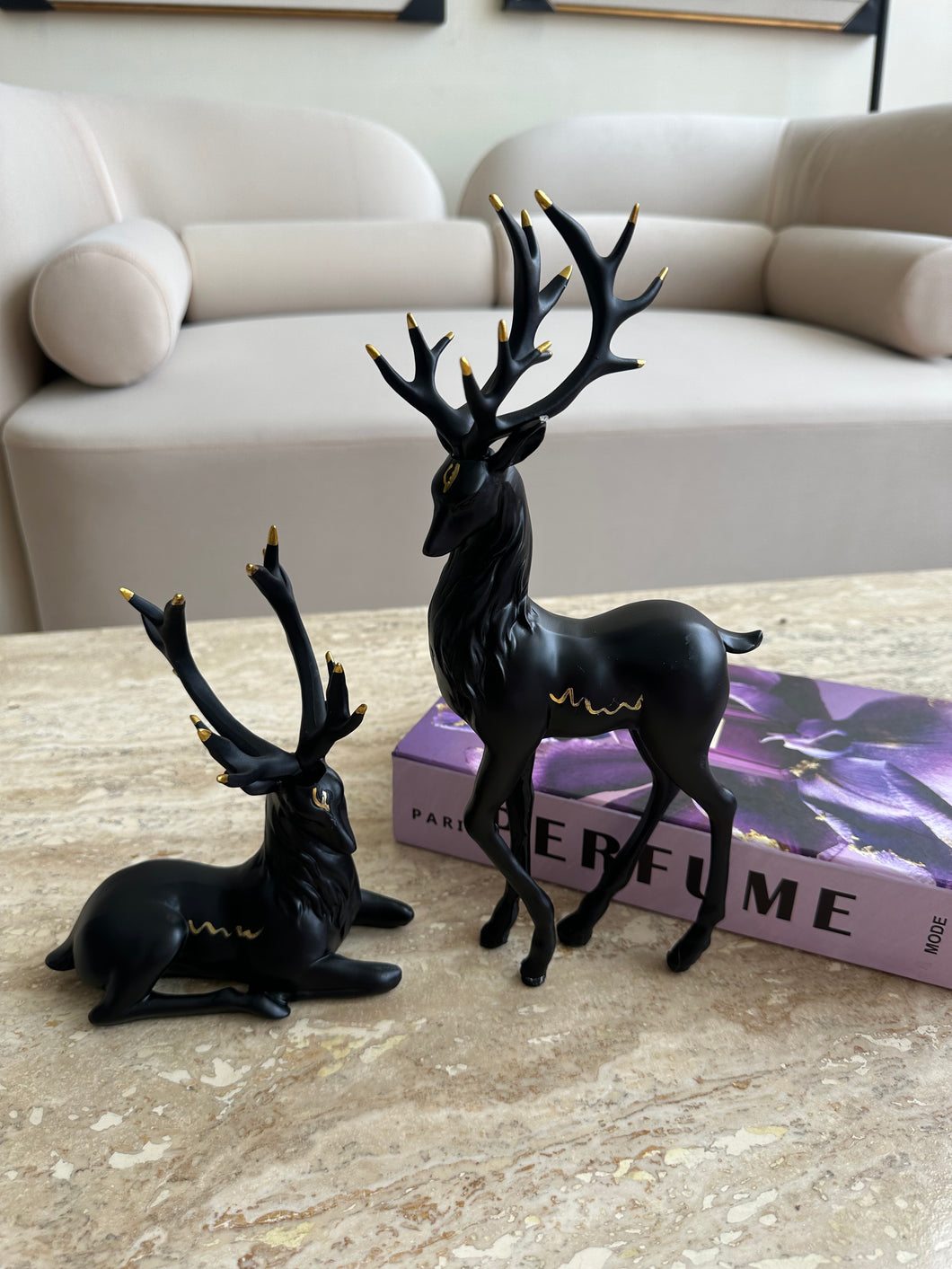 Regal Deer Sculpture set Black