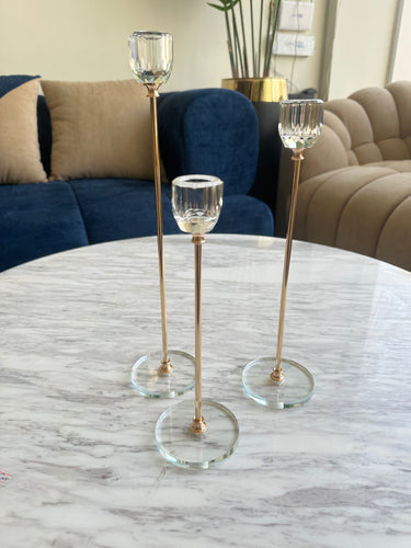 Set of 3 crystal candle stands 008