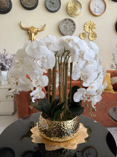 Orchids Flower Arrangement in Gold pot