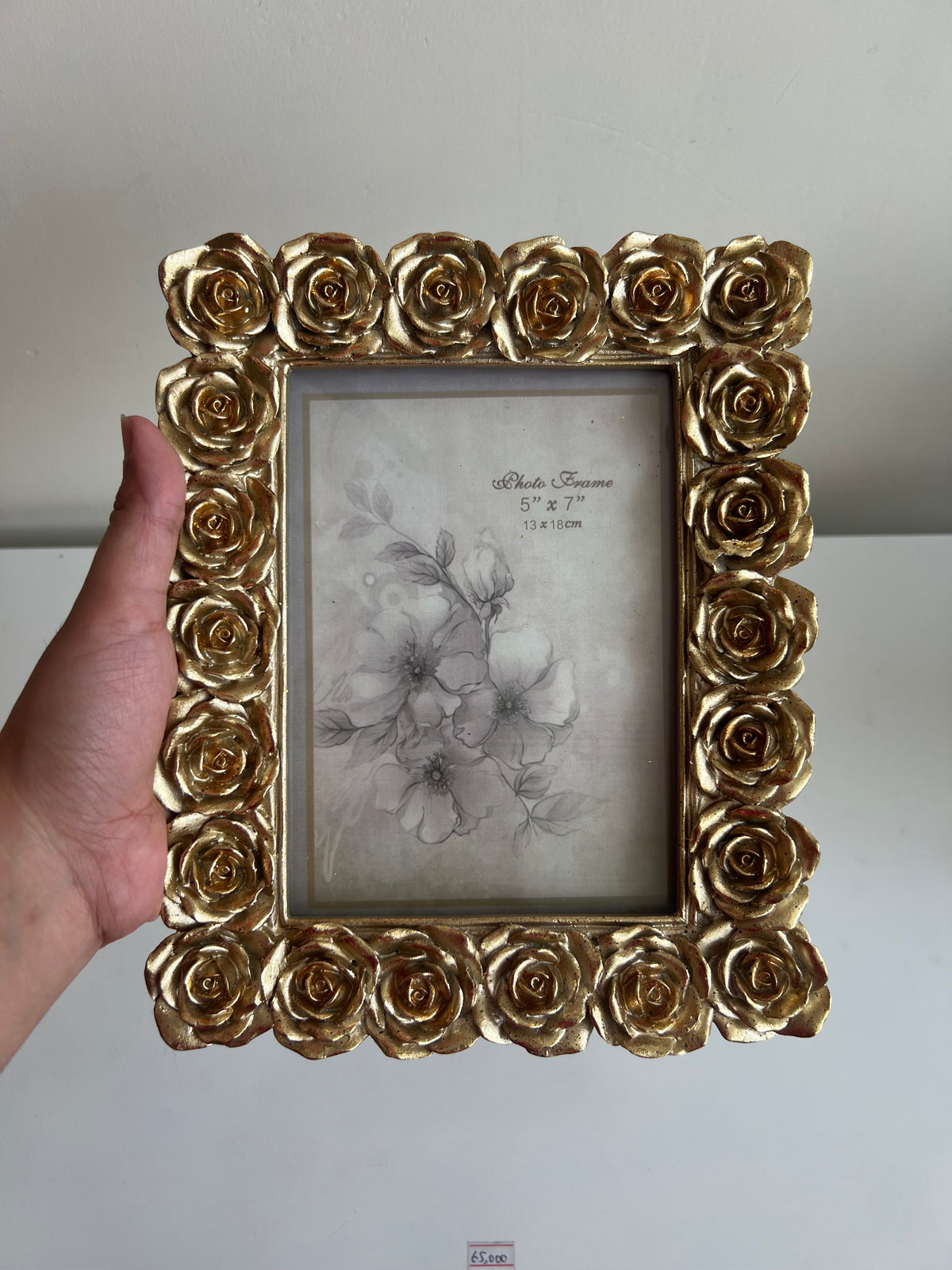 Resin Frame Flowers Gold 002