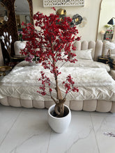 Faux Eucalyptus Maroon flower Plant (medium) with Hugo planter White