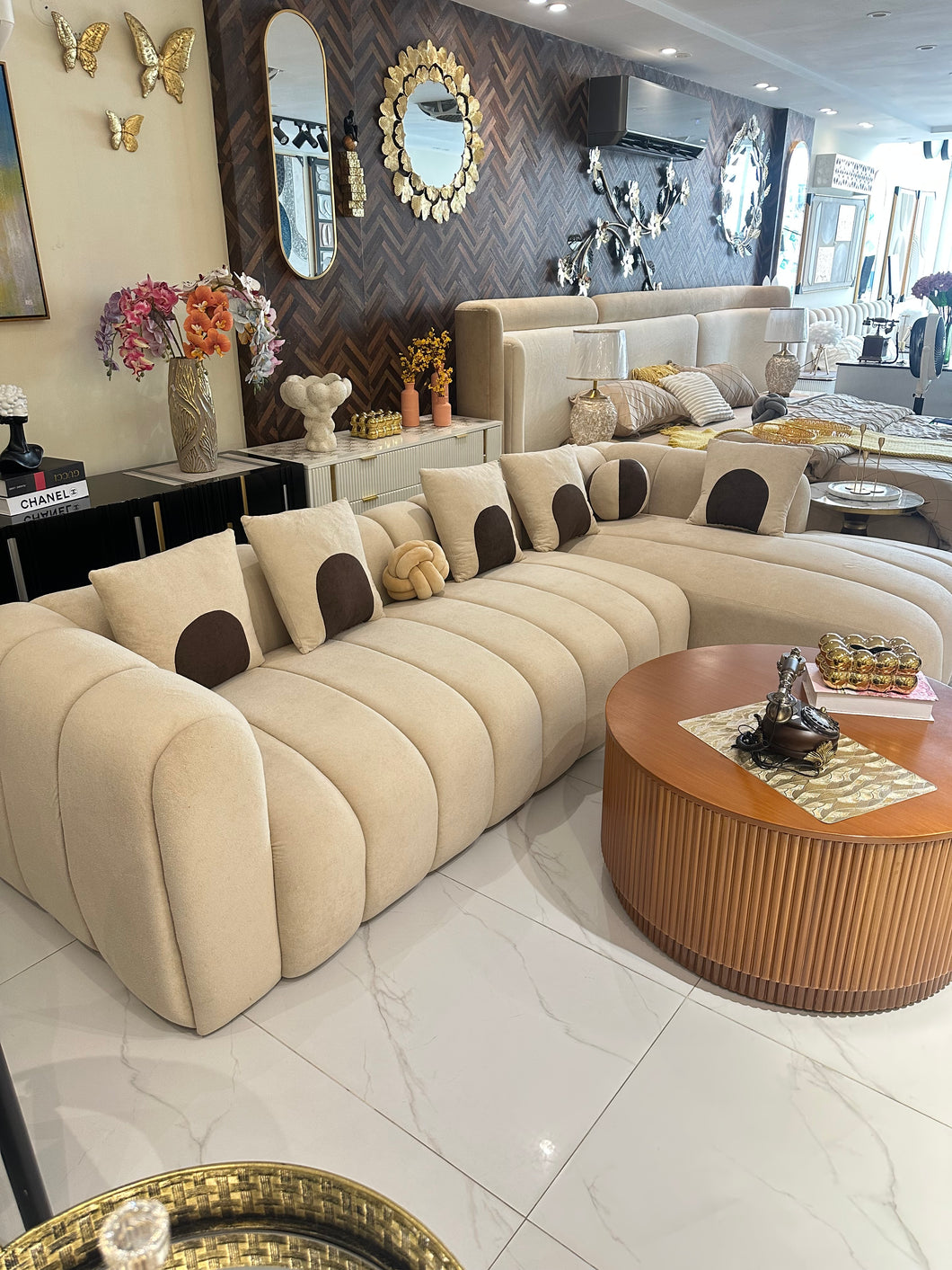 Luxx L Shape Sofa 6 seater Beige