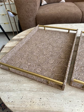 Taupe Leather Tray set with design 018