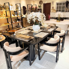 Black Deco Dinning Table with Ladderback Chairs