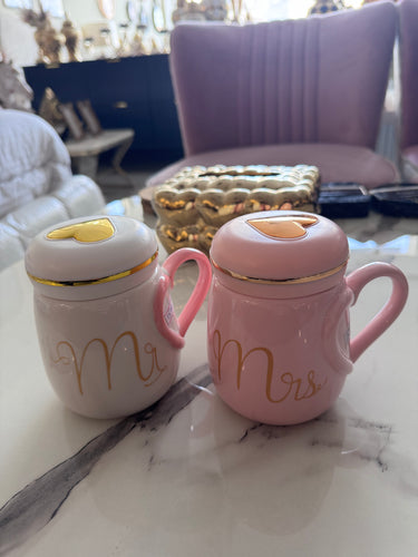 Mr and Mrs cup Pink and white