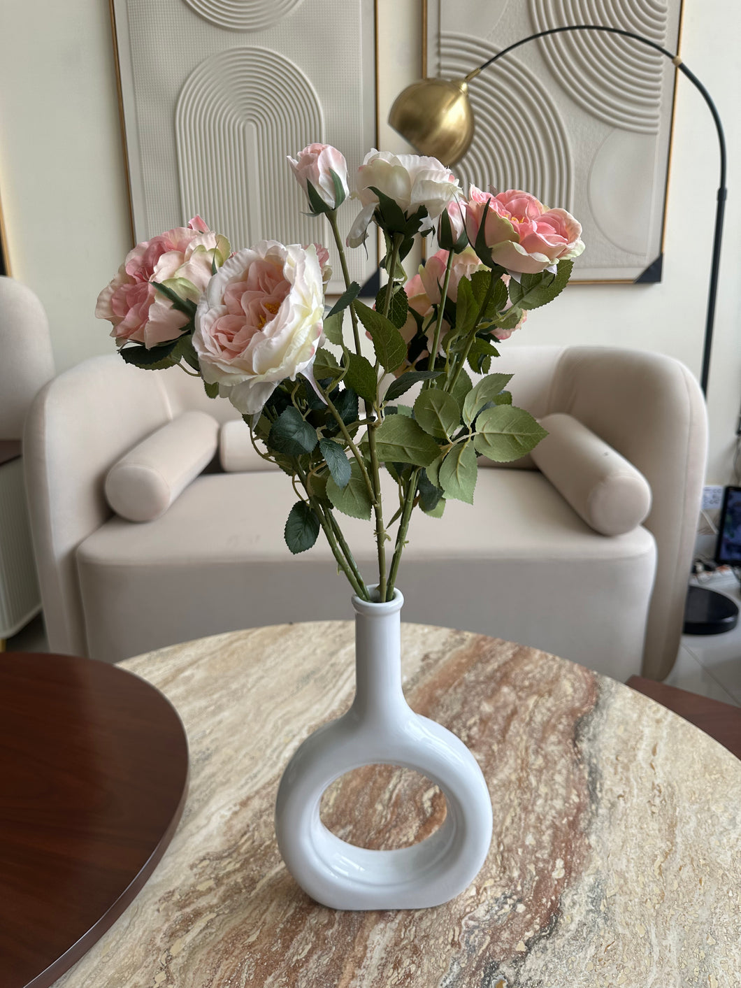Pink Faux Peony Roses Stem