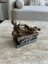 Book Reading Women Sculpture 02 Black Antique