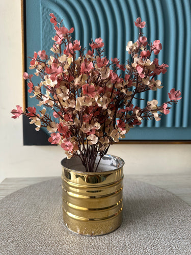 Beige Eucalyptus with Gold Planter