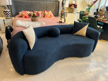 Dark Blue Isle boucle curved sofa