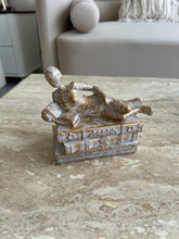 Book Reading Women Sculpture 02- White Antique