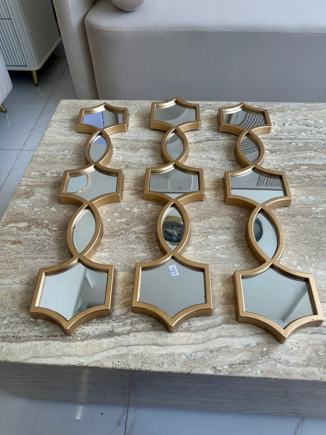 Gold Hour glass Mirrors set of 3