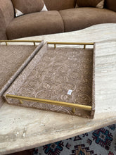 Taupe Leather Tray set with design 018