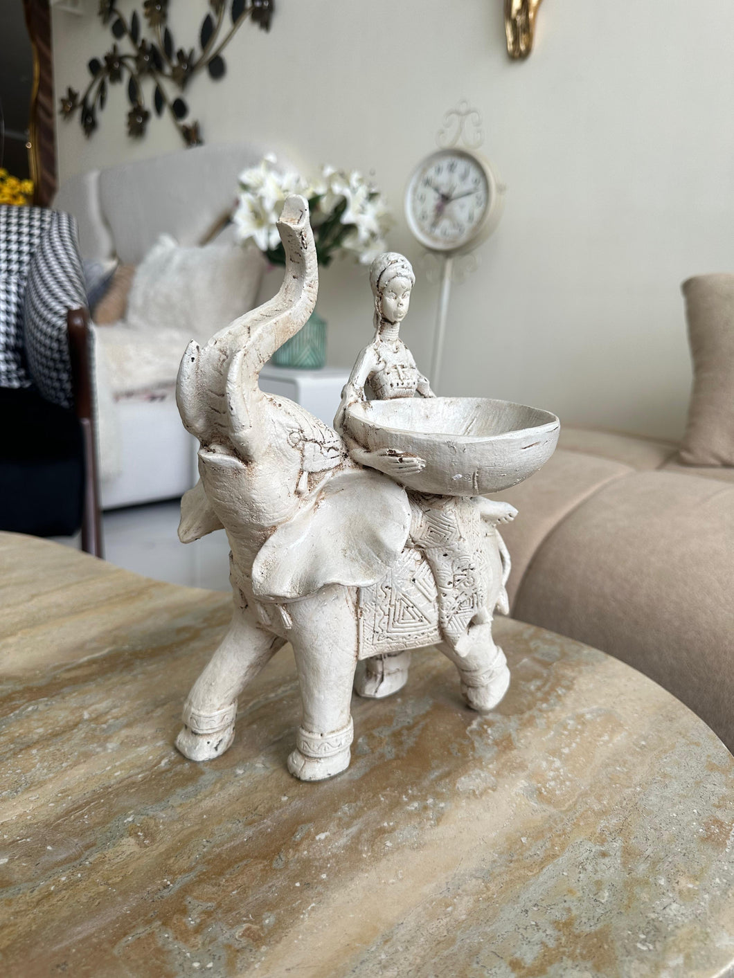 Elephant decor antique white
