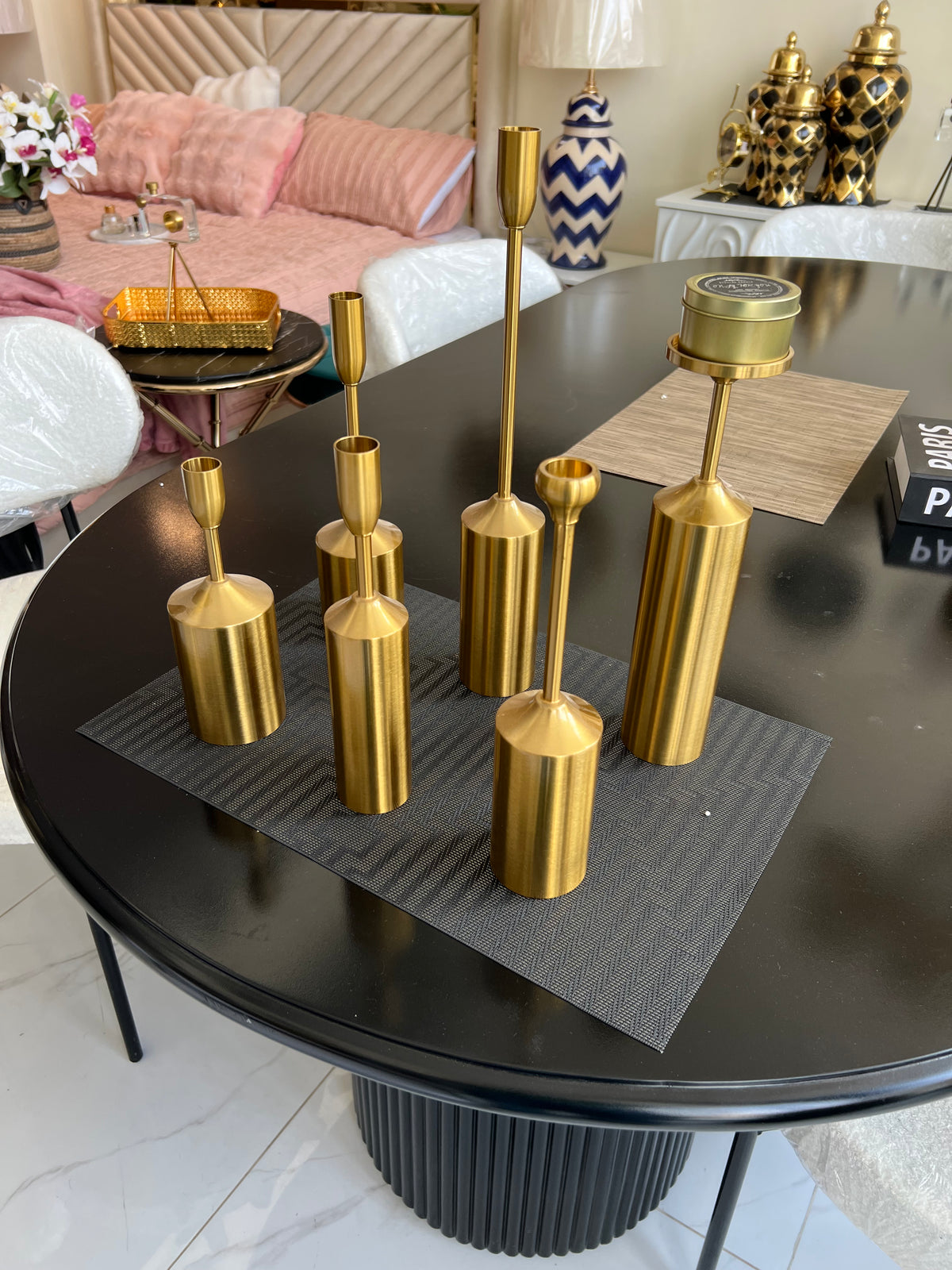 Set of 6 gold candle stand