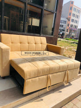 Beige Red Henry Sofa Cum Bed