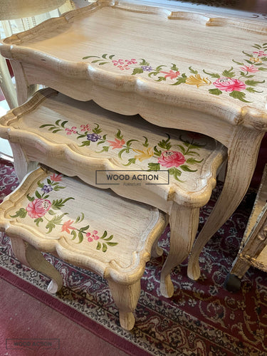 Bella Nesting Table Set Of 3 Hand Painted