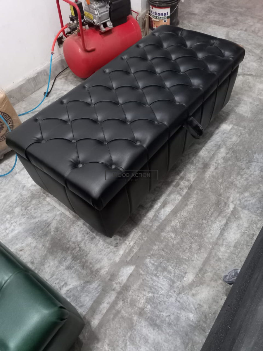 Black Leather Premium Puffy Storage