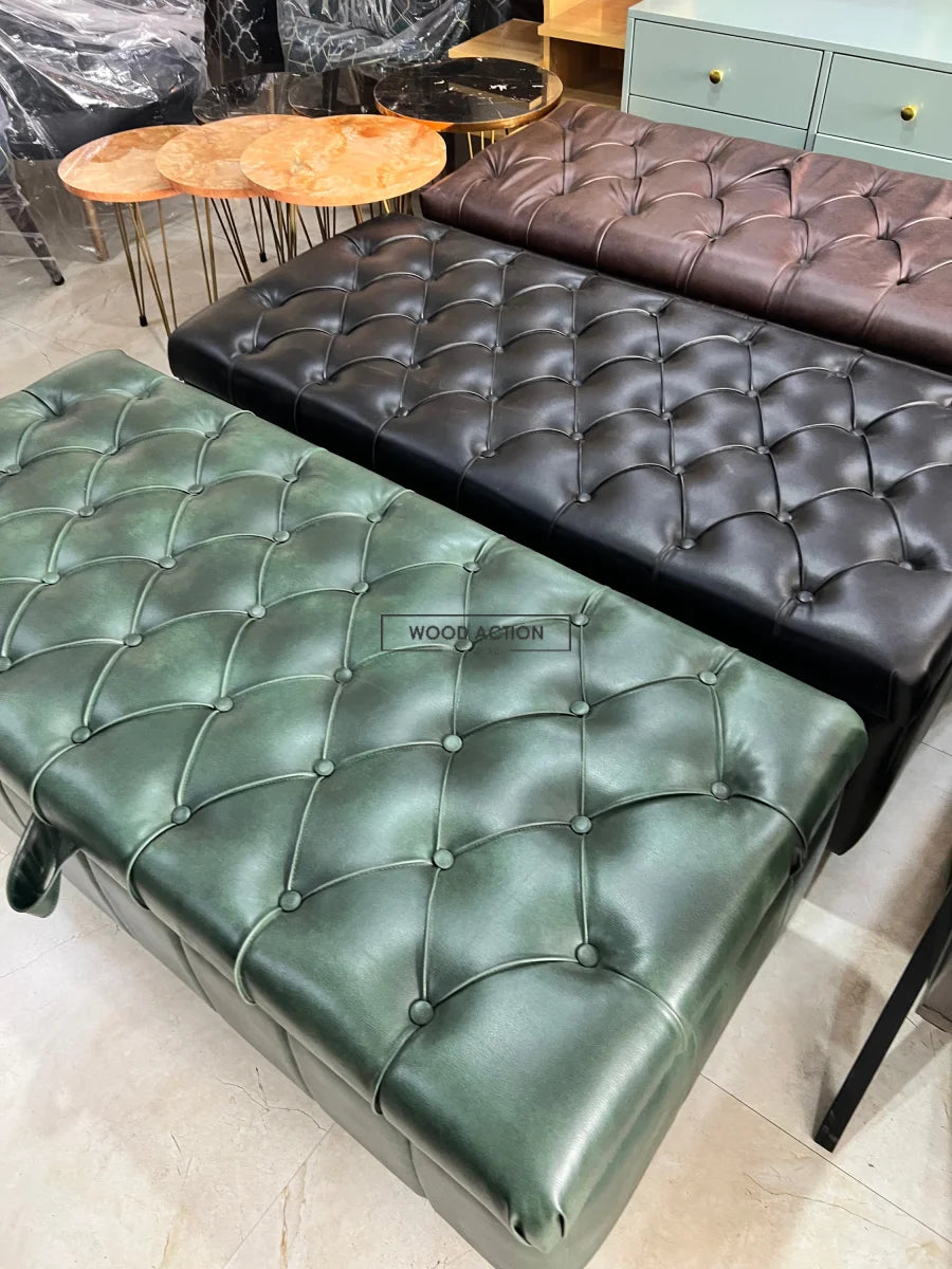 Black Leather Premium Puffy Storage